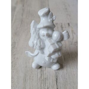 White ceramic pine tree snowman gift xmas figure